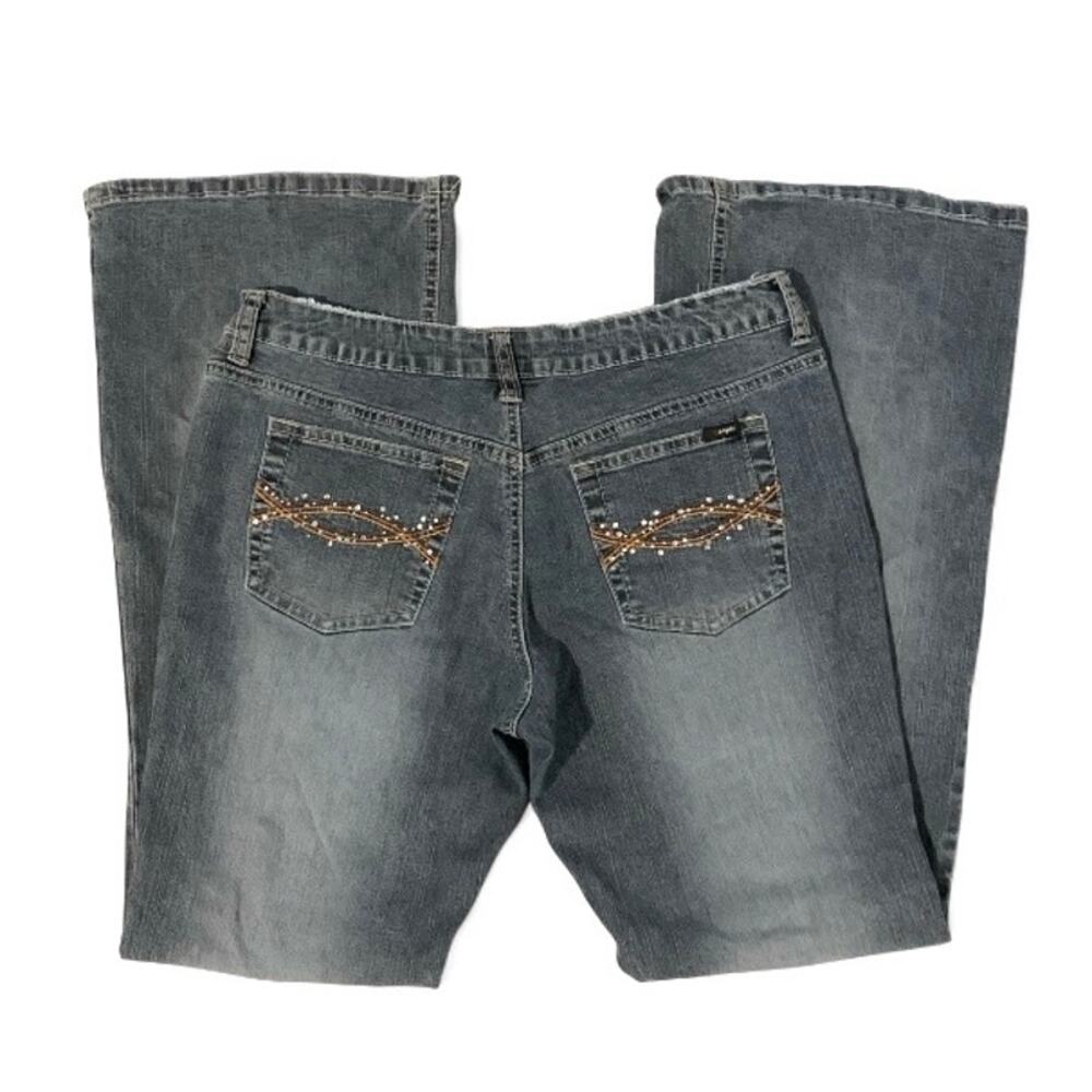 Angels Y2K McBling Blue Gray Flare Jeans Size 13